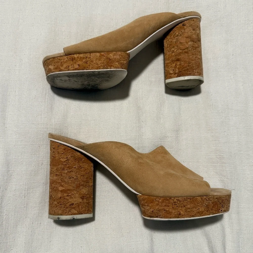 MERCEDES CASTILLO Sand Tan Nude Chiara Cork Platform Sandals Heels size 10 US 40